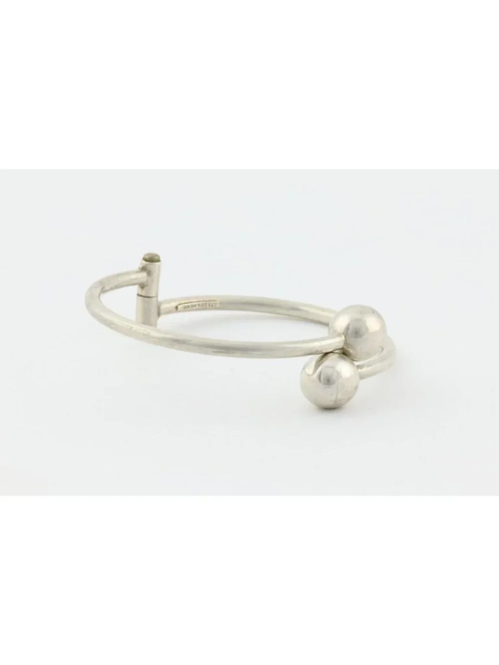 Sterling Silver Ball Bead Cuff Bangle Bracelet Opens 7" inch - Picture 3 of 7